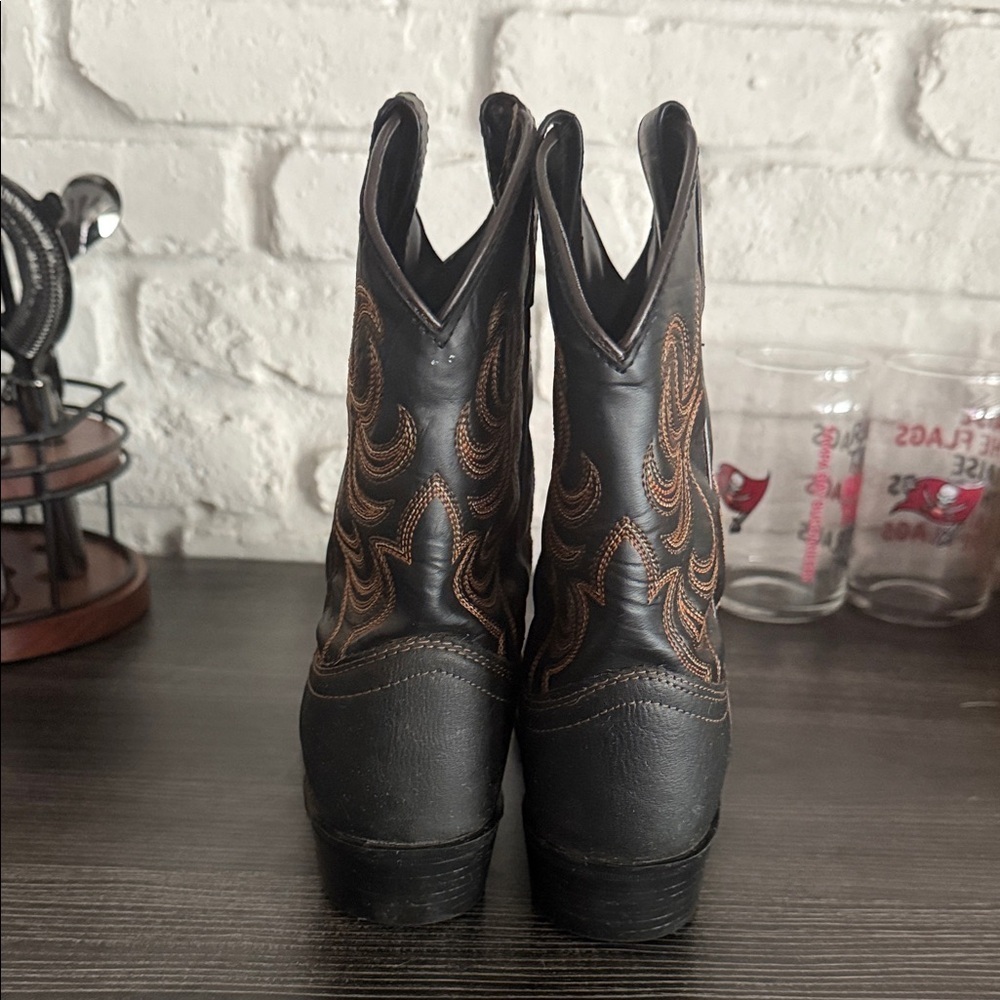 Kids Black and Brown Western Boots - Picture 6 of 8